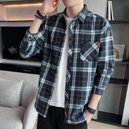 秋季新款韓版男士休閒襯　格紋紳士男款長袖襯 歷史價格詳細信息