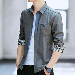 新款純色長袖襯衫男士春秋季港風休閑工裝襯衣外套寬松男裝潮 歷史價格詳細信息