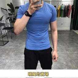 運動上衣 運動健身衣男  健身上衣 運動緊身衣 短袖T恤男新款圓領淨面時尚緊身打底多色網紅打底衫短袖潮 歷史價格詳細信息