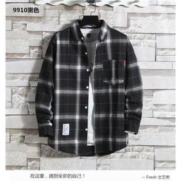 大尺碼格子襯 秋裝新款 黑白格子港風長袖襯 休閒百搭翻領青年襯 寬鬆舒適格紋韓版襯 正韓上 學院風男裝T02 歷史價格詳細信息