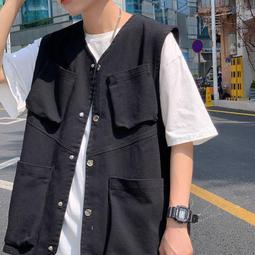 日系背心工裝馬甲男薄款機能無袖馬夾克潮ins無袖灰色外套-潮流精選 歷史價格詳細信息