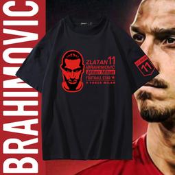伊布t恤100%純棉短袖男女米蘭Zlatan9號足球衣休閑寬松打底衫上衣#男裝 歷史價格詳細信息