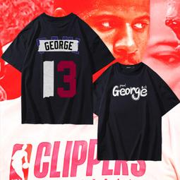 快船隊喬治保羅13號純棉短袖t恤男女通用休閑寬松百搭籃球衣服夏j#男裝 歷史價格詳細信息