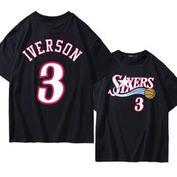 76人3號艾弗森純棉短袖t恤男女休閑寬松半袖時尚百搭夏季潮流oh#男裝 歷史價格詳細信息