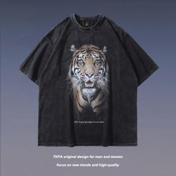 做舊水洗短袖純棉T恤男裝寬松大碼男士美式復古上衣人物潮流嘻哈n#男裝 歷史價格詳細信息