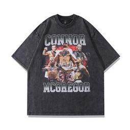 做舊水洗短袖純棉T恤男裝寬松大碼男士美式復古上衣人物潮流嘻哈n#男裝 歷史價格詳細信息