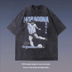 做舊水洗短袖純棉T恤男裝寬松大碼男士美式復古上衣人物潮流嘻哈n#男裝 歷史價格詳細信息