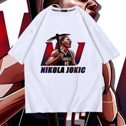 掘金隊約基奇短袖t恤男女純棉上衣休閑寬松學生親子裝籃球衣夏裝#男裝 歷史價格詳細信息