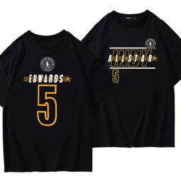 森林狼隊5號愛德華茲無袖速幹背心男女寬松坎肩上衣短袖t恤夏季oh#男裝 歷史價格詳細信息