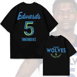 森林狼隊5號愛德華茲無袖速幹背心男女寬松坎肩上衣短袖t恤夏季oh#男裝 歷史價格詳細信息