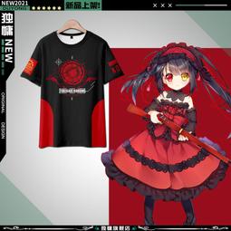 約會大作戰周邊 時崎狂三 夜刀神十香cos短袖T恤夏季動漫痛衣服黑#皇運 歷史價格詳細信息