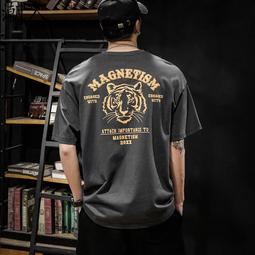 T恤 短袖 美式復古港風短袖t恤男女寬鬆ins國潮風韓版短袖情侶裝五分袖 歷史價格詳細信息