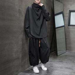 [免運]日系復古風冰絲長袖堆堆領t桖男上衣秋季大碼國潮工裝套裝兩件套#金隆男裝 價格比較,價格查詢,歷史價格詳細信息