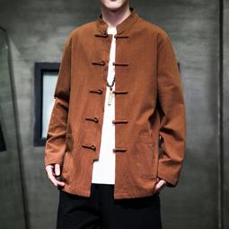 新中式中國風唐裝襯衫男生高級感盤扣漢服外套男大碼長袖道袍襯衣-雅怡尚品 歷史價格詳細信息