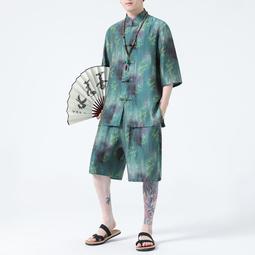 中國風男裝襯衫復古風仙氣漢服襯衣道袍唐裝上衣潮夏季七分袖外套 歷史價格詳細信息