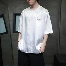 夏季國潮梅花刺繡短袖t恤男 2色M-3XL 潮牌寬鬆 情侶潮流 短袖學生男士上衣 歷史價格詳細信息