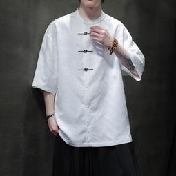 [免運]中國風男裝夏季冰絲唐裝男新中式短袖古風漢服盤扣襯衫套裝居士服#金隆男裝 歷史價格詳細信息