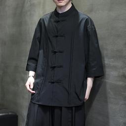 中國風男裝襯衫復古風仙氣漢服襯衣道袍唐裝上衣潮夏季七分袖外套 歷史價格詳細信息