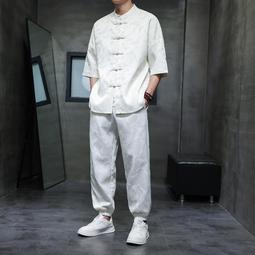 [免運]中國風男裝輕薄款冰絲短袖t恤復古風盤扣新中式唐裝漢服上衣男夏#金隆男裝 歷史價格詳細信息