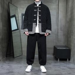 [免運]中國風男裝燈芯絨長袖t恤堆堆領衛衣打底衫潮牌大碼新中式套裝男#金隆男裝 歷史價格詳細信息