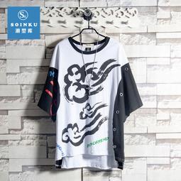 【SOINKU】夏季休閑寬松ins風星球印花短袖原創潮流男女同款 歷史價格詳細信息