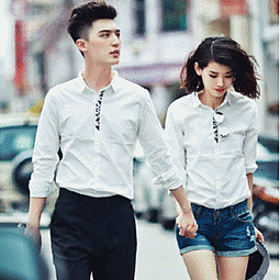 長袖襯衫 情侶裝-時尚休閒漸變色純棉男女襯衫(兩件)3色68s50【獨家進口】【米蘭精品】 歷史價格詳細信息