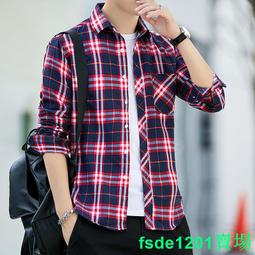 春秋季男士高檔長袖襯衫韓版潮流格子襯衣潮牌重磅寬松外套男裝天天精選 歷史價格詳細信息