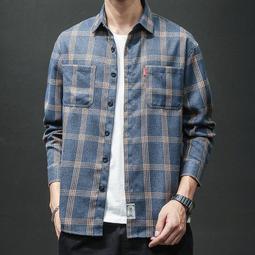 新款男士長袖格子襯衫長袖韓版潮流大碼襯衣青年外穿潮 歷史價格詳細信息
