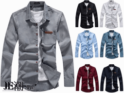 【JE潮】任2件免運 帥氣百搭素面水洗單寧牛仔長袖襯衫 3色 現+預 【JC18】 歷史價格詳細信息