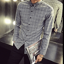 長袖襯衫加絨上衣-修身舒適花紋拼接男襯衣3色72am7【獨家進口】【米蘭精品】 歷史價格詳細信息
