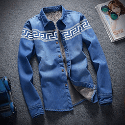 長袖襯衫加絨上衣-修身舒適花紋拼接男襯衣3色72am7【獨家進口】【米蘭精品】 歷史價格詳細信息