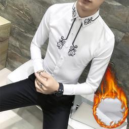 &Omega;衣枝獨袖&Omega;【111】秋季新款男士修身時尚韓版潮流行花卉繡花長袖襯衫 歷史價格詳細信息