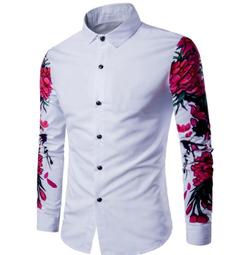 &Omega;衣枝獨袖&Omega;【111】新款雙層領門禁包邊男式休閒修身拼色長袖襯衫 歷史價格詳細信息