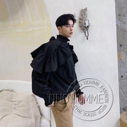 《TINO HOMME》2019春夏新款日韓版非主流英倫風OVERSIZE領帶領結圖案印花寬鬆長袖襯衫 歷史價格詳細信息