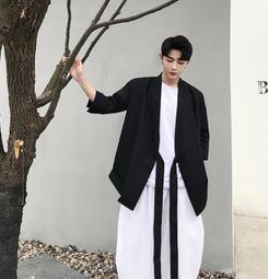 《TINO HOMME》2019春夏新款宮廷風日韓版翻領鴕鳥毛鬚袖OVERSIZE寬鬆長袖襯衫 歷史價格詳細信息