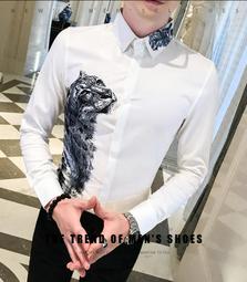 &Omega;衣枝獨袖&Omega;【111】新款時尚男式韓版水墨花朵圖案薄款長袖襯衫 歷史價格詳細信息