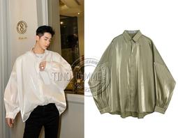 《TINO HOMME》2019秋冬新款不規則剪裁日韓版宮廷風OVERSIZE蕾絲絲絨長袖襯衫 歷史價格詳細信息