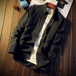 秋季男襯衫長袖修身發型師百搭個性ins刺繡潮流休閑時尚帥氣襯衣長袖襯衫牛仔 長袖t shirt 排汗 t恤 男生衣著 素 歷史價格詳細信息