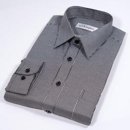 【CHINJUN/35系列】勁榮抗皺襯衫-長袖、灰細條紋、k201 男襯衫 白襯衫 商務 口袋 硬領 歷史價格詳細信息