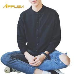 韓版修身亞麻襯衫 時尚潮流襯衫 襯衫男襯衣長袖韓版薄款修身型潮流帥氣秋季寸衫純色衣服1356 歷史價格詳細信息