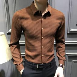 襯衫男 男士襯衫長袖高級感免燙高端休閒七分袖襯衣商務正裝春夏季黑襯衣 歷史價格詳細信息