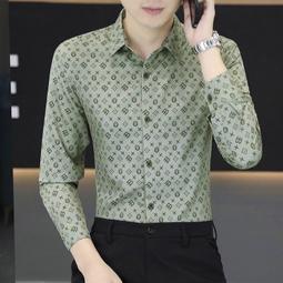 2023秋季男襯衫長袖修身髮型師百搭個性刺繡潮流休閒時尚帥氣襯衣 歷史價格詳細信息