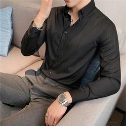 襯男 男士襯長袖高級感免燙高端休閒七分袖襯商務正裝春夏季黑襯 歷史價格詳細信息