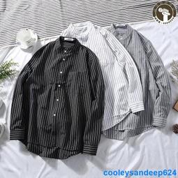 3色多碼????黑白灰 薄款正韓立領棉麻 天然棉質襯衫 條紋薄外套 男生立領襯衣 豎紋大學生襯衫上衣男 基礎款男裝 歷史價格詳細信息