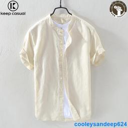 4色M-4XL 短袖襯衫男 夏季亞麻襯衫男寬松中國風休閑復古簡約短袖韓版帥氣立領青年棉麻上衣 價格比較,價格查詢,歷史價格詳細信息