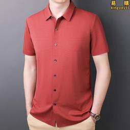 2024夏季新款男士襯衫短袖輕商務時尚印花純色中年男士半袖襯衣男 歷史價格詳細信息