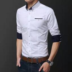 男士長袖襯衫 M-5XL 商務襯衣 撞色時尚職業上班襯衫 簡約百搭正裝內搭 寬鬆大尺碼上衣 修身韓版襯衫  男生衣著 歷史價格詳細信息