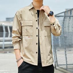 『熱賣』襯衫外套男 襯衫男士  工裝 英倫 休閒 寬鬆 素色 麻料  雙口袋 長袖 亞麻  時尚 加大尺碼 棉麻小外套 歷史價格詳細信息