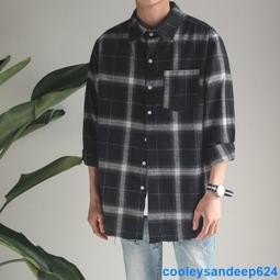 日系復古 文藝格紋 磨毛 大格子 翻领 秋裝 保暖 襯衫 長袖襯衫 街頭潮流 文清港風【B336】 歷史價格詳細信息