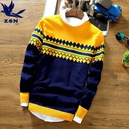 【現時下殺】大A韓版休閒套頭針織衫 時尚男生園領長袖條紋毛衣  英倫風潮牌長袖毛線衫 百搭修身外穿毛衣 簡約顯瘦學院風運 歷史價格詳細信息